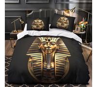 Dios antiguo Funda de Edredón Juego de 3 Piezas Microfibra de poliéster Impresión 3D Cierre de Cremallera Oculta incluye Fundas de Almohada Mito egipcio Funda Edredon for niña Double（200x200cm）