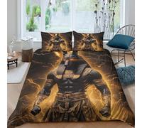 Dios Antiguo Juego De Ropa De Cama,impresión 3DEstilo de mitología egipcia Funda De Edredón 3 Unidades,con Funda De Almohada con, para Niño Niña Double（200x200cm）