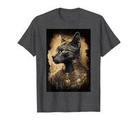 Dios antropomórfico de Aspecto Fresco Gato Bastet Dioses egipcios Camiseta, Hombre, Jaspeado Oscuro, S