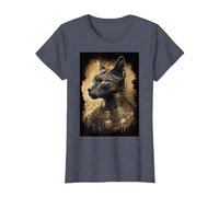 Dios antropomórfico de Aspecto Fresco Gato Bastet Dioses egipcios Camiseta, Mujer, Azul Jaspeado, XXL