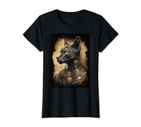 Dios antropomórfico de Aspecto Fresco Gato Bastet Dioses egipcios Camiseta, Mujer, Negro, S