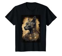 Dios antropomórfico de Aspecto Fresco Gato Bastet Dioses egipcios Camiseta, Niños, Negro, 3 años