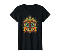 Dios Azteca Tlaloc Mitología Maya Deidad Patrimonio Mexicano Camiseta gráfica económica, Mujer, Negro, S
