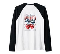 Dios Bendiga a América 1776 Land That I Love Backprint Camiseta Manga Raglan