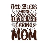 Dios bendiga a esta increíble mamá, tipografía del Día de la Madre. Pegatinas de pared de papel adhesivo 50.4x70.8cm Decoración artística Café