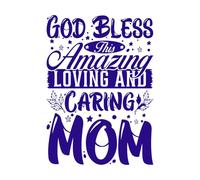 Dios bendiga a esta increíble mamá, tipografía del Día de la Madre. Pegatinas de pared de papel adhesivo 57.6x81cm Embellecimiento de paredes Azul oscuro
