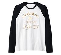 Dios bendiga a nuestro Papa León XIV Espíritu Santo Fe Católica Paz Camiseta Manga Raglan