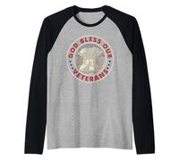 Dios bendiga a nuestros veteranos Memorial Day Camiseta Manga Raglan
