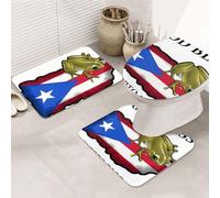 Dios Bendiga A Puerto Rico Juego De 3 Alfombrillas De Baño Absorbente Alfombra De Contorno Antideslizante Alfombrilla De Contorno para Casa Inodoro Entrar
