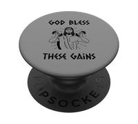 Dios Bendiga Estas Ganancias - Christian Jesus Fitness Gym Workout PopSockets PopGrip Adhesivo
