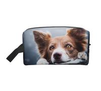 Dios Bokeh Border Collie Marrón con Ojos Amarillos, Bolsa de Maquillaje Bolsa de cosméticos Bolsa de artículos de tocador de Viaje portátil Organizador de Bolsa de Maquillaje
