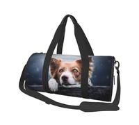 Dios Bokeh Border Collie Marrón con Ojos Amarillos, Bolsa de Viaje de Gran Capacidad, Bolso Redondo, Bolsa de Viaje Deportiva, Bolsa de Mano, Bolsa de Fitness