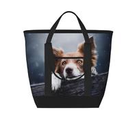 Dios Bokeh de Border Collie Marrón con Ojos Amarillos,Bolsas de almuerzo de gran capacidad, bolsa de mano térmica para mujeres, hombres, trabajo, picnic, viajes.