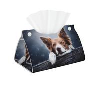 Dios Bokeh de Border Collie Marrón con Ojos Amarillos, Funda para Caja de pañuelos con Cierre, Reutilizable, Decorativa para baño, Sala de Estar, Dormitorio, Oficina y Coche.