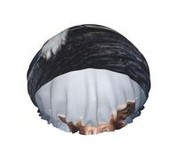 Dios Bokeh de Border Collie Marrón con Ojos Amarillos,Gorro de ducha, gorro de noche, gorro de baño elástico impermeable de doble capa, reutilizable para el cabello.