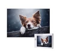 Dios Bokeh de Border Collie Marrón con Ojos Amarillos,Rompecabezas de Madera de 1000 Piezas para Adultos y Adolescentes.