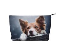 Dios del Bokeh del Border Collie marrón con Ojos Amarillos,Neceser de Pana, Neceser de Maquillaje portátil, Neceser de Viaje