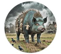 Dios del jabalí Salvaje 1.000 Piezas, Puzzle, Puzzle Adultos para Aliviar El Estrés, Cute Animals Redondo Puzzle, Juegos Intelectuales para, Juguetes Creativos contra El Estrés, Regalos,