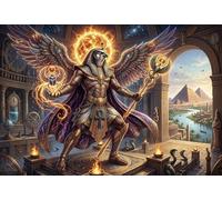 Dios del Sol Egipcio Ra Puzzle 1000 Piezas Adultos Y Niños,Deco Pared,Anti-estrés,Premium Horus,Desafío,Regalo Ideal,Rompecabezas,14 Años+,Relax,Reto,Cartón,Educativo 70x50cm