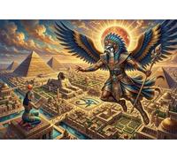Dios del Sol Egipcio Ra Puzzle De Madera 500 Piezas Adultos Y Niños,Rompecabezas,Desafío Horus,Regalo Ideal,Deco Pared,14 Años+,Anti-estrés,Relax,Reto,Madera,Educativo (52x38cm)