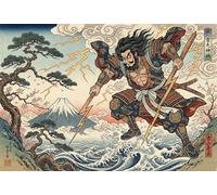 Dios del Trueno Japonés Puzzle 1000 Piezas Adultos Y Niños,Rompecabezas,14 Años+,Deco Pared,Desafío,Premium,Cartón,Regalo Ideal,Anti-estrés,Relax,Reto,Educativo 38x26cm