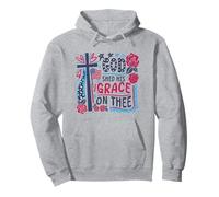 Dios derramó su gracia en la cruz de las rosas de la bandera de la fe cristiana Sudadera con Capucha