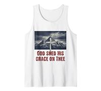 Dios derramó su Gracia en Las montañas de la Cruz Cristiana Camiseta sin Mangas