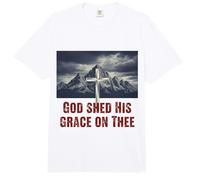 Dios derramó su Gracia en Las montañas de la Cruz Cristiana Comfort Colors Adult Heavyweight T-Shirt