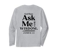 Dios Dice pedirme sabiduría James 1 5 Christian (En la Parte Posterior) Manga Larga