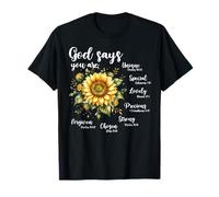 Dios Dice Que Eres Inspirador Girasol fe Cristiana Camiseta