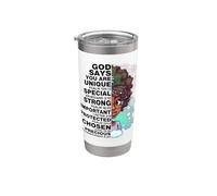 Dios dice que eres la reina de la melanina del invierno, Black Girl Magic Snow Vaso térmico de acero inoxidable de doble pared
