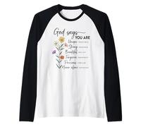 Dios Dice Que Eres - Versículo bíblico Inspirador de fe Cristiana Camiseta Manga Raglan