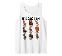 Dios Dice Que Soy Animales del Bosque Cristianismo Jesús Biblia Camiseta sin Mangas