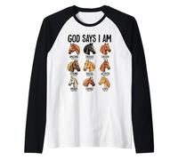 Dios Dice Que Soy Caballos Cristianismo Jesús Biblia Camiseta Manga Raglan
