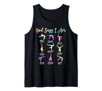 Dios Dice Que Soy Cartwheel Gymnastic Christian Girls Religious Camiseta sin Mangas