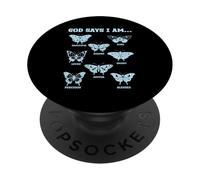 Dios Dice Que Soy Cristianismo Creyente afirmaciones Mariposas PopSockets PopGrip Adhesivo