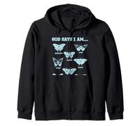 Dios Dice Que Soy Cristianismo Creyente afirmaciones Mariposas Sudadera con Capucha