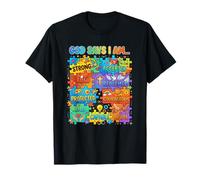 Dios Dice Que Soy Cristiano Concientización sobre el Autismo Puzzle Fe Camiseta