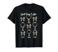 Dios dice que soy cristiano Jesús Camo Coquette Bow Deer Hunting Camiseta
