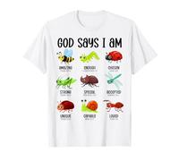 Dios dice que soy cristiano niños niños cazador de insectos insectos Camiseta