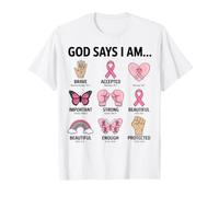 Dios Dice Que Soy Cristiano sobreviviente de Conciencia sobre el cáncer de Mama Camiseta