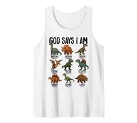 Dios Dice Que Soy Dinosaurios Cristianismo Jesús Biblia Dino Camiseta sin Mangas