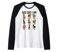 Dios Dice Que Soy Perro cría Cristianismo Jesús Biblia Camiseta Manga Raglan