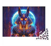 Dios Egipcio Antiguo Puzzle 1000 Piezas Neon Anu rtee Cartón Reciclado para Adultos Descanso En Casa para Relajarse Mejor Regalo Oferta 52x38cm/1000pcs