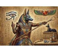 Dios Egipcio Anubis Puzzle De Madera 500 Piezas Adultos Y Niños,Anti-estrés,Madera,Rompecabezas,Deco Pared,Regalo Ideal,14 Años+,Relax,Desafío,Reto,Educativo (52x38cm)