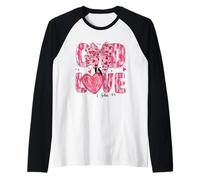 Dios es Amor 1 Juan 4 8 Christian Valentine Corazones Arco Camiseta Manga Raglan