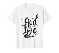 Dios es Amor Cristiano versículo bíblico Cita Camiseta gráfica económica, Hombre, Blanco, L
