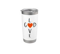 Dios es amor | Cruz Corazón Cristiano Fe Biblia 1 Juan 4:8 Vaso térmico de acero inoxidable de doble pared