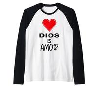 Dios es Amor - Spanish Christian Bible Verse Tee Camiseta Manga Raglan