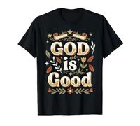 Dios es Bueno Biblia de fe Cristiana Camiseta gráfica económica, Hombre, Negro, S